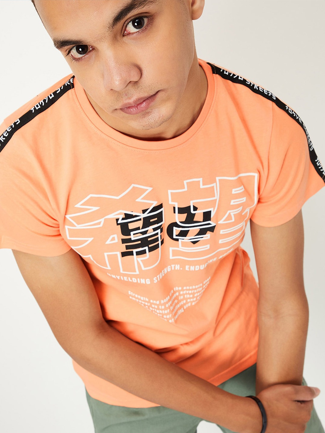 

max Boys Typography Printed Pure Cotton T-shirt, Rust