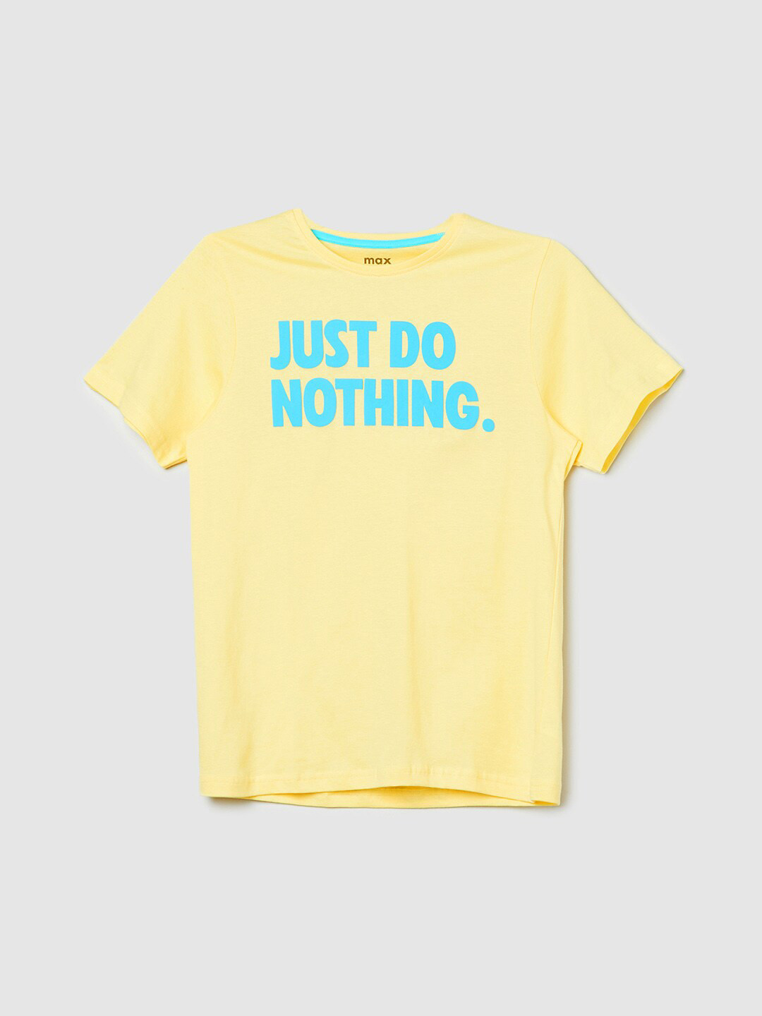 

max Boys Typography Printed Pure Cotton T-shirt, Yellow