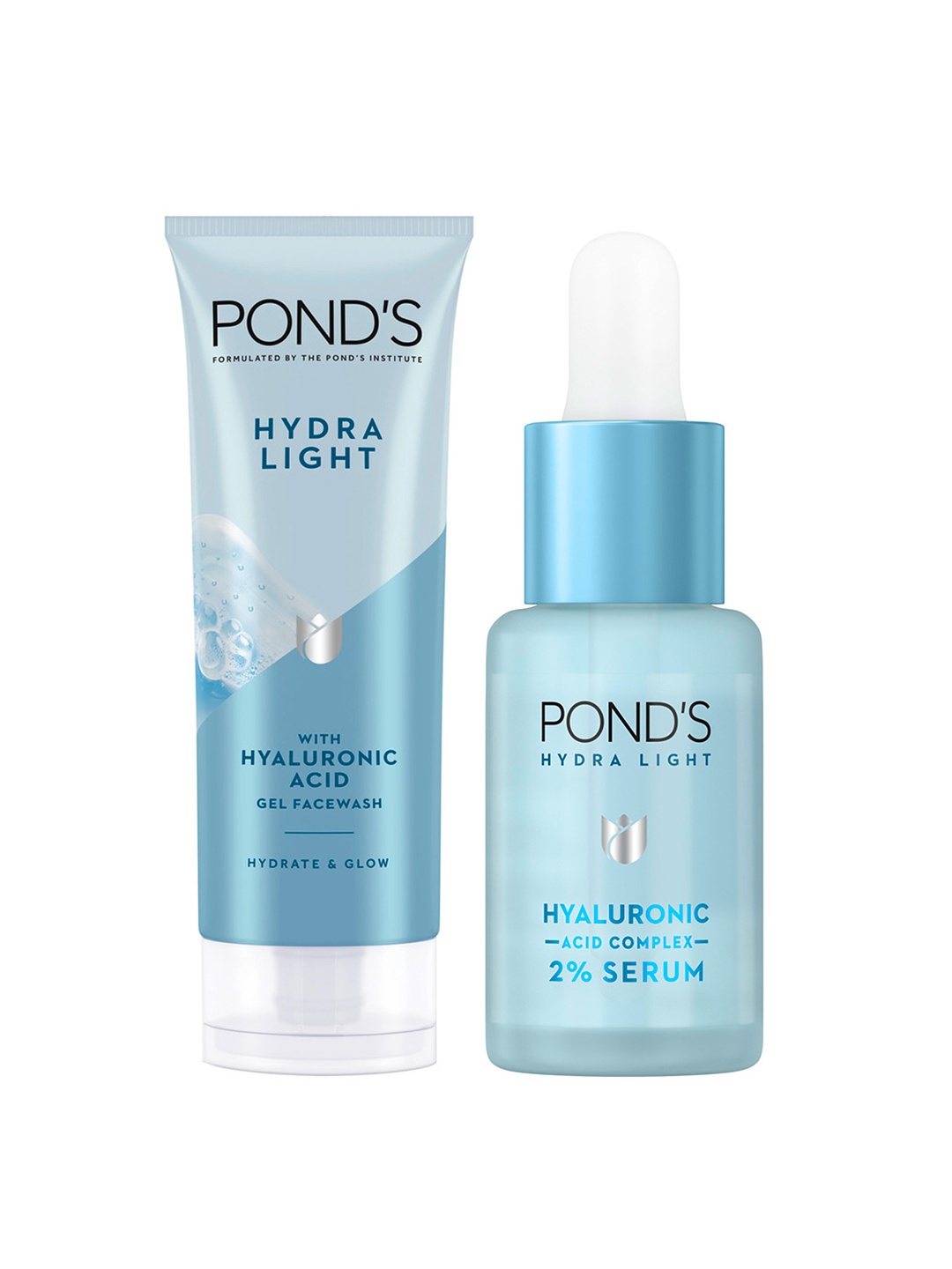 

Ponds Hydra Light Hyaluronic Acid Face Care Combo - Face Serum 14ml & Face Wash 100g, Blue