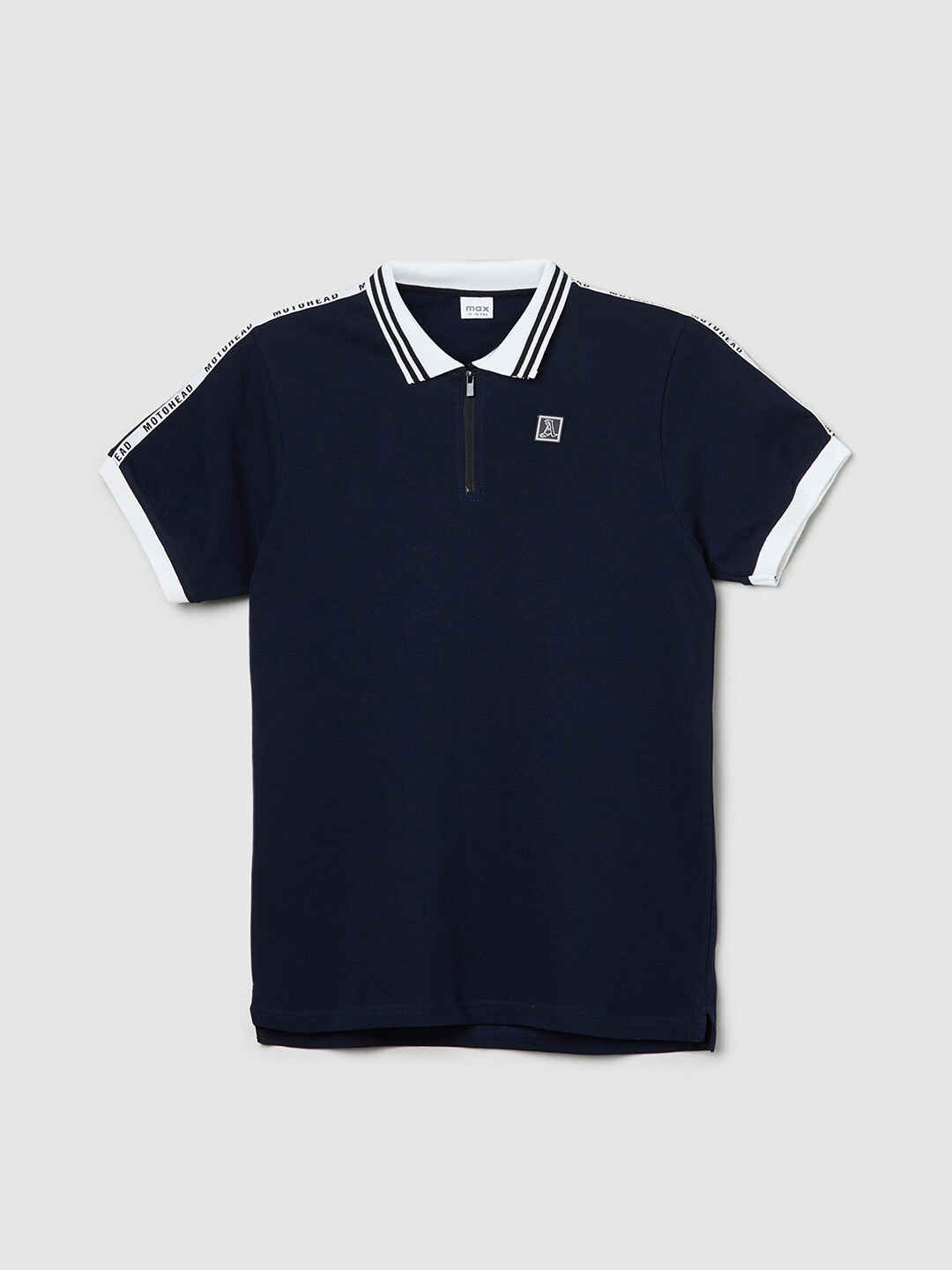 

max Boys Polo Collar Pure Cotton T-shirt, Navy blue