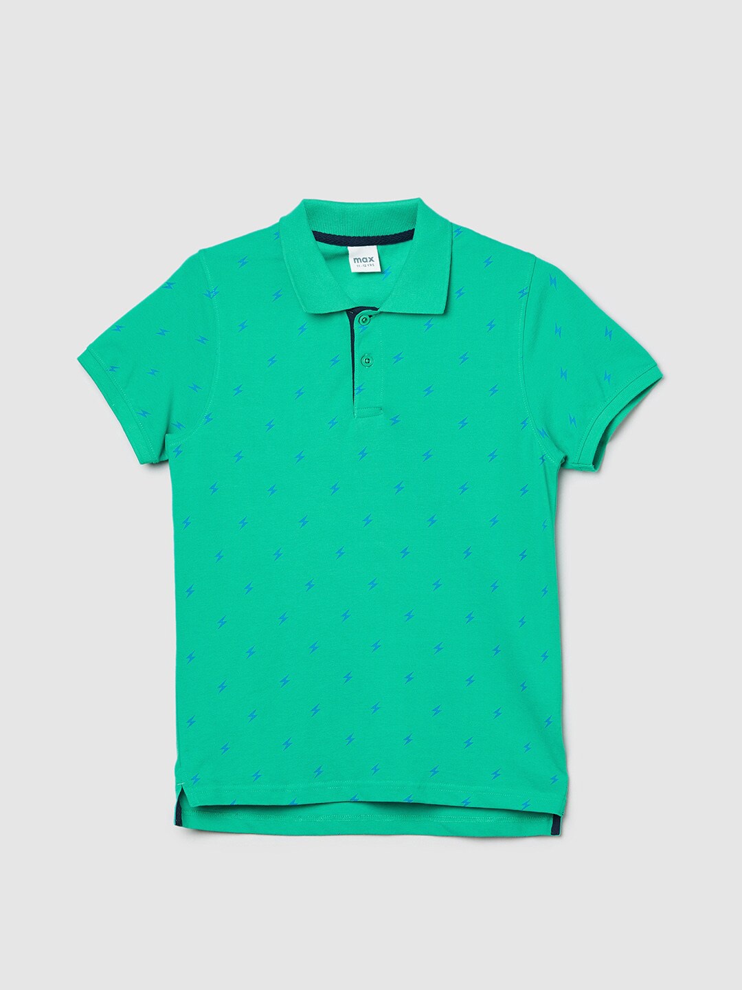 

max Boys Conversational Printed Polo Collar Pure Cotton T-shirt, Green