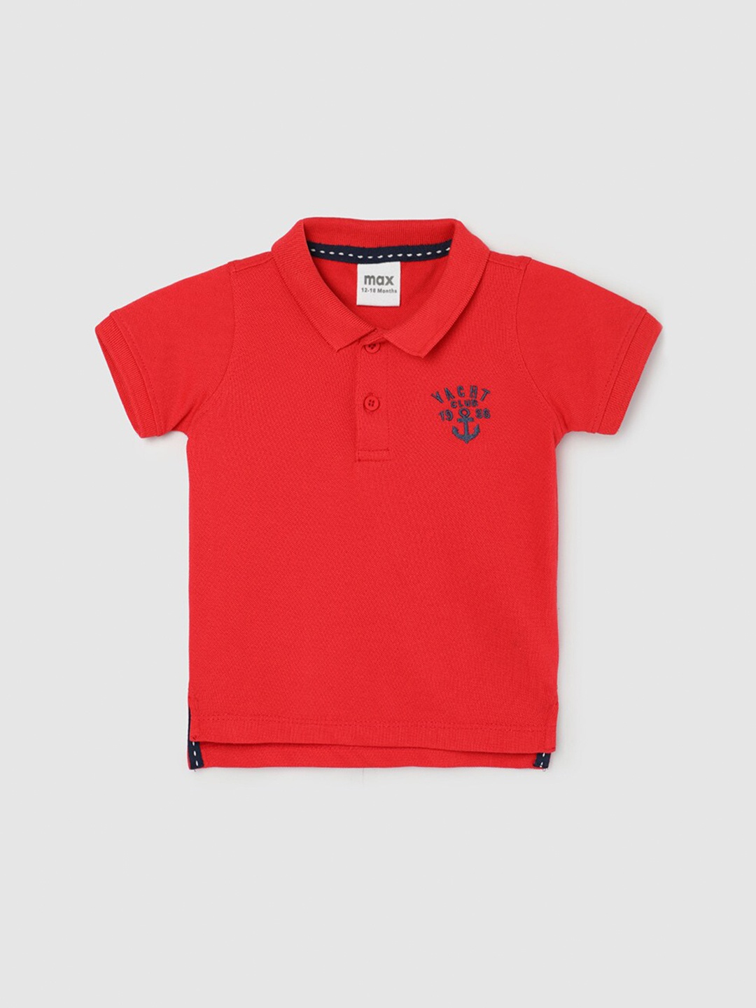 

max Boys Typography Printed Polo Collar T-shirt, Red