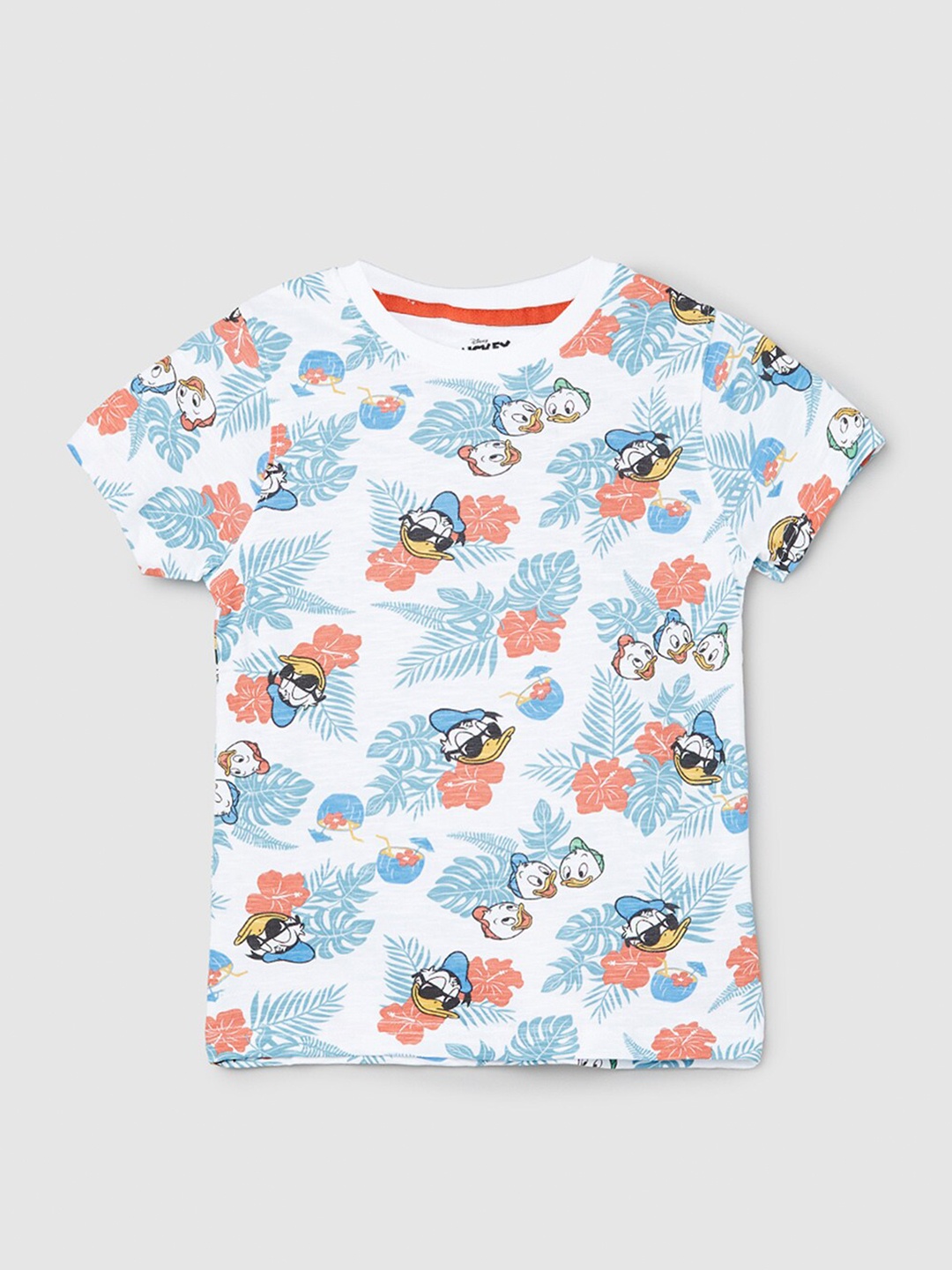 

max Boys Donald Duck Printed Round Neck Pure Cotton T-shirt, White