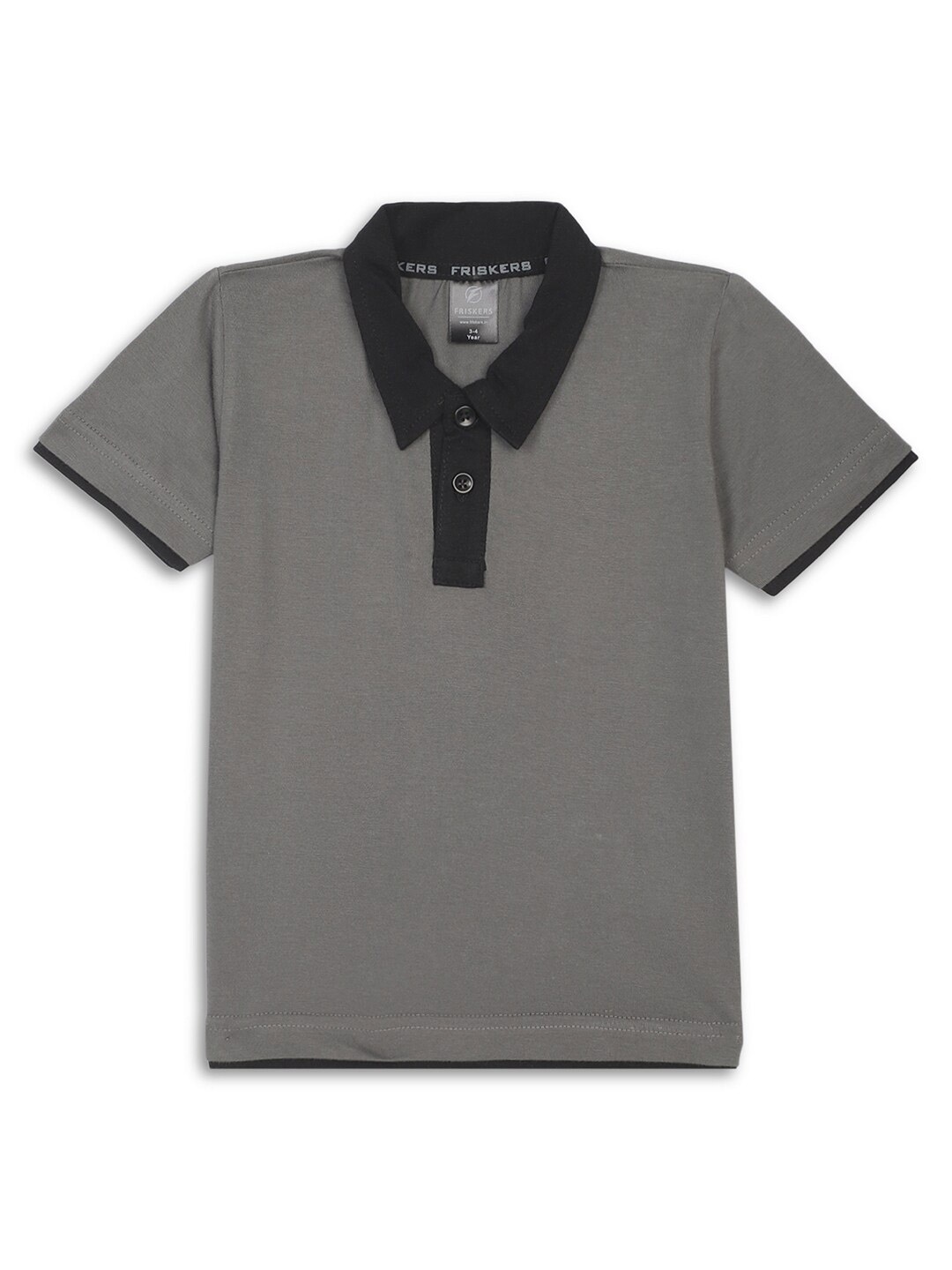 

Friskers Boys Cotton Polo Collar Short Sleeves Casual T-shirt, Grey