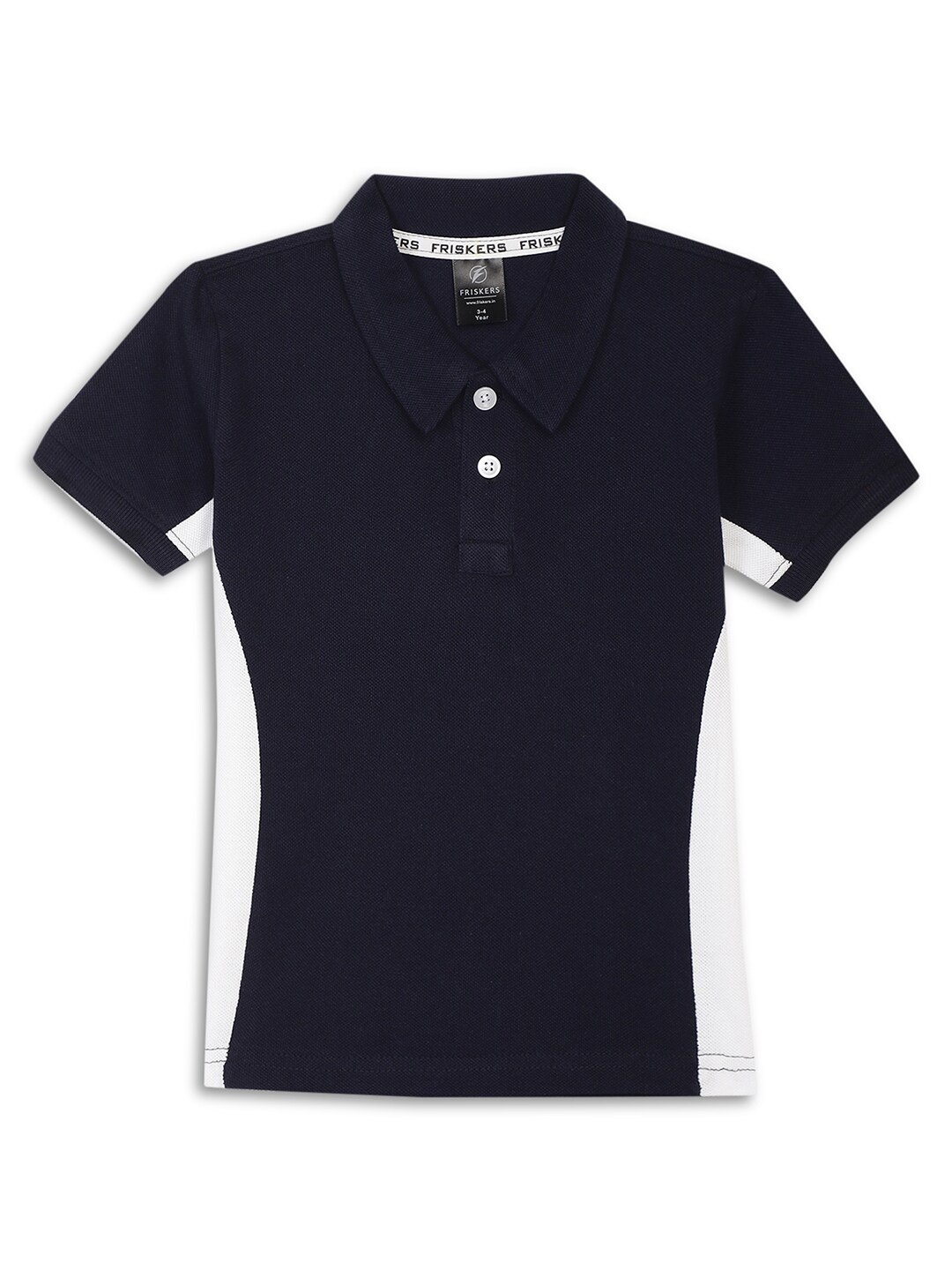 

Friskers Boys Cotton Polo Collar Short Sleeves Pockets Casual T-shirt, Navy blue