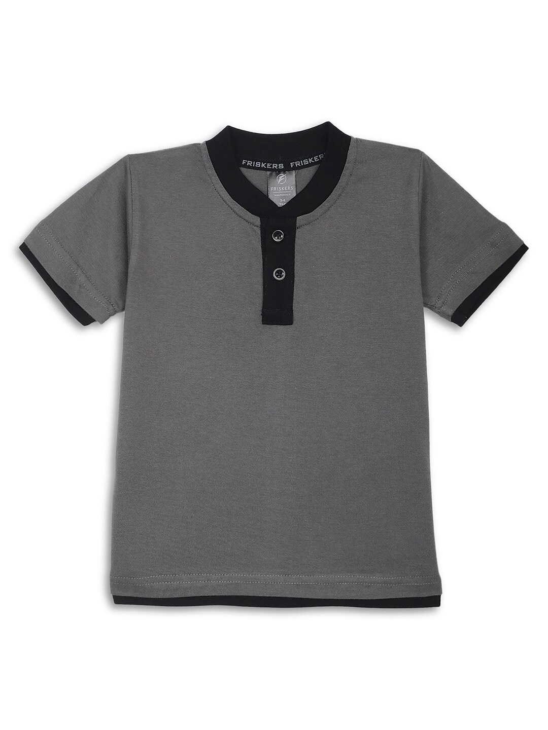 

Friskers Boys Cotton Round Neck Short Sleeves Pockets Casual T-shirt, Grey