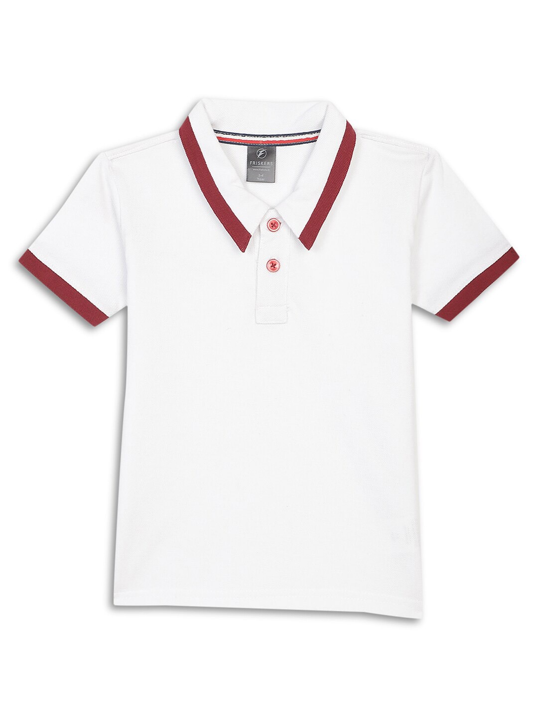 

Friskers Boys Cotton Round Neck Short Sleeves Applique Casual T-shirt, White