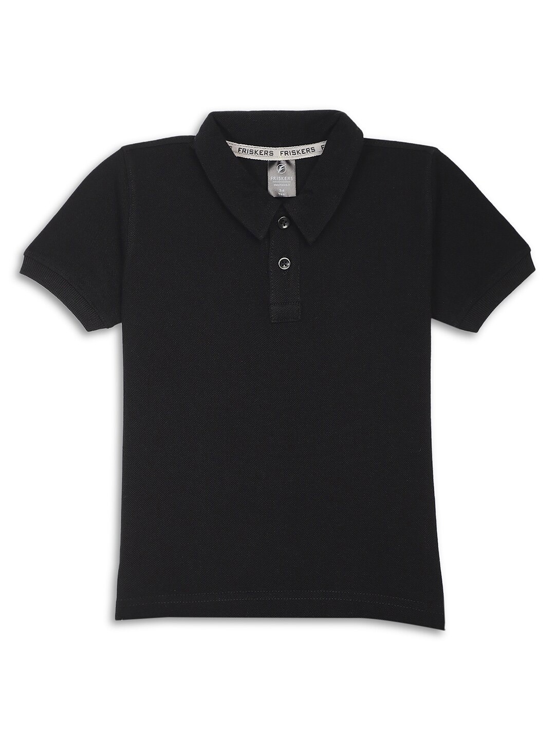

Friskers Boys Cotton Polo Collar Short Sleeves Pockets Casual T-shirt, Black