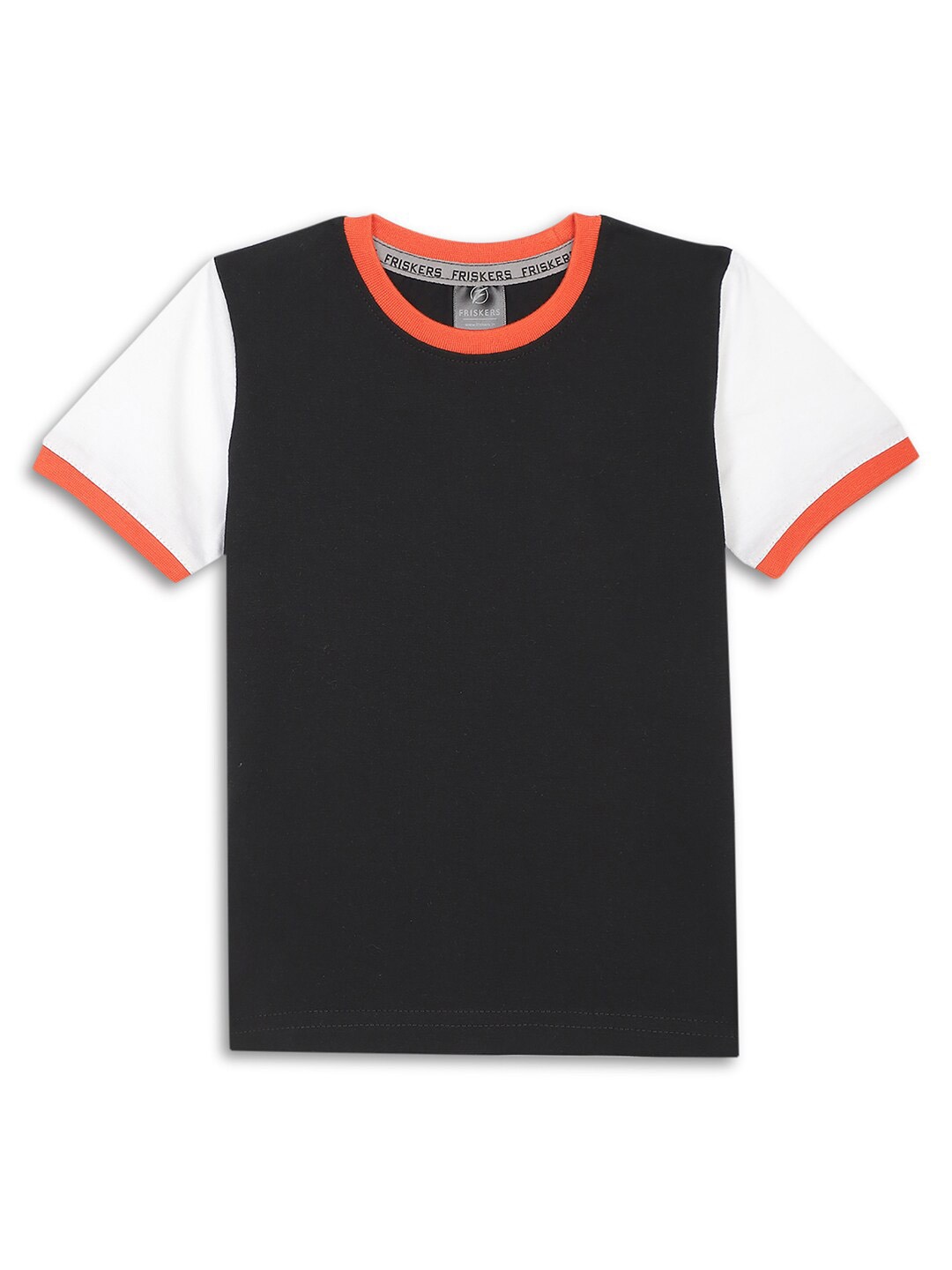

Friskers Boys Cotton Round Neck Short Sleeves Applique Casual T-shirt, Navy blue