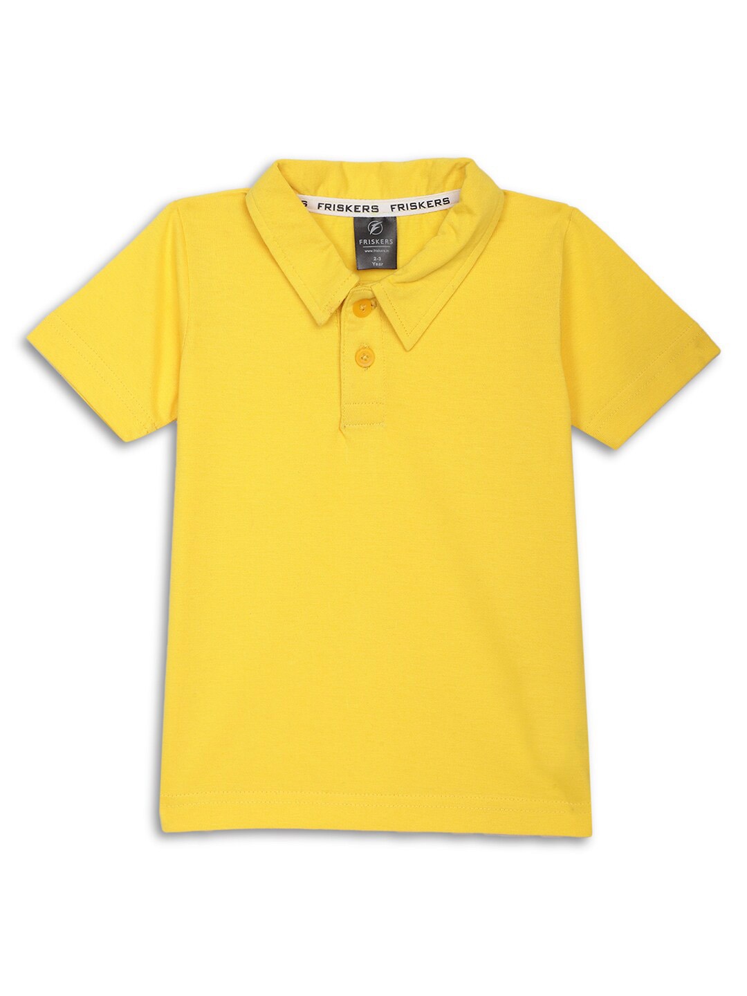 

Friskers Boys Cotton Polo Collar Short Sleeves Casual T-shirt, Yellow