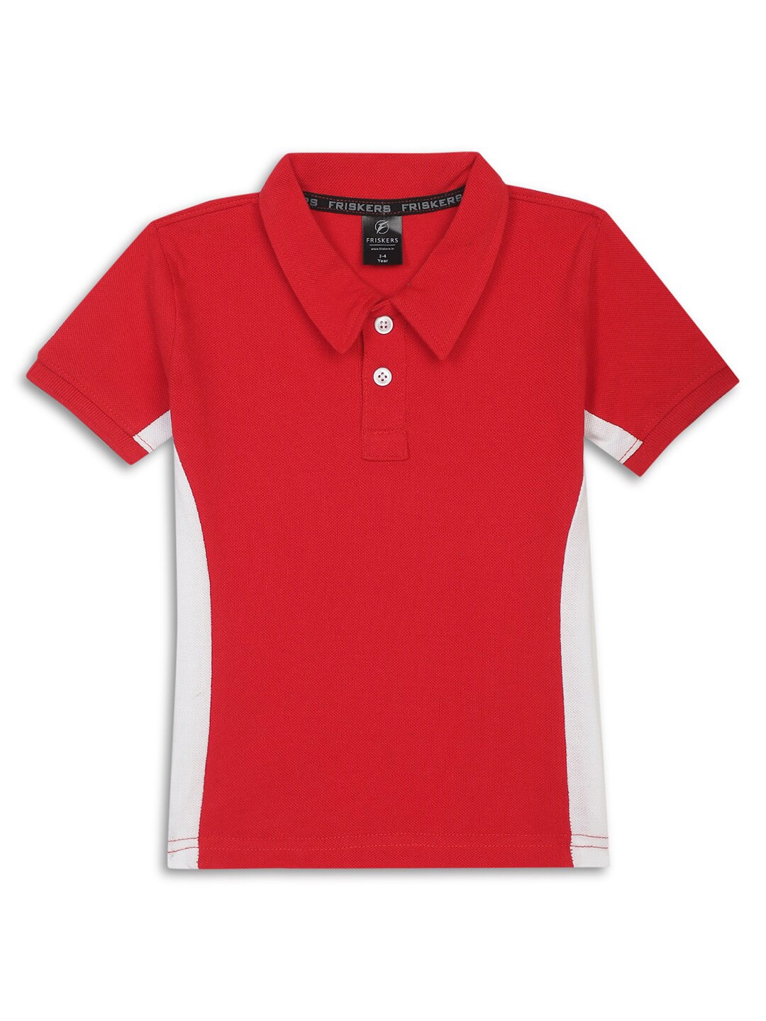 

Friskers Boys Cotton Polo Collar Short Sleeves Pockets Casual T-shirt, Red