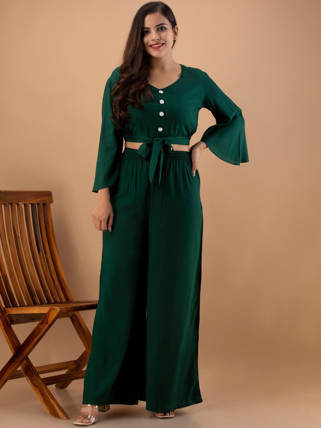 

UNIBLISS Top With Palazzos Co-Ords, Green