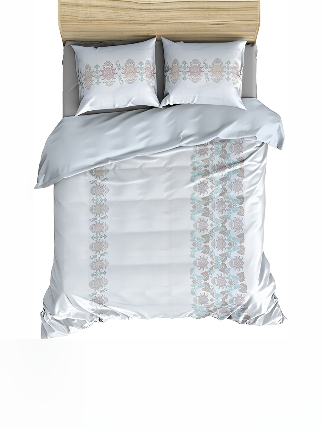 

borato Blue & Grey Abstract Cotton 300 TC King Bedsheet with 2 Pillow Covers