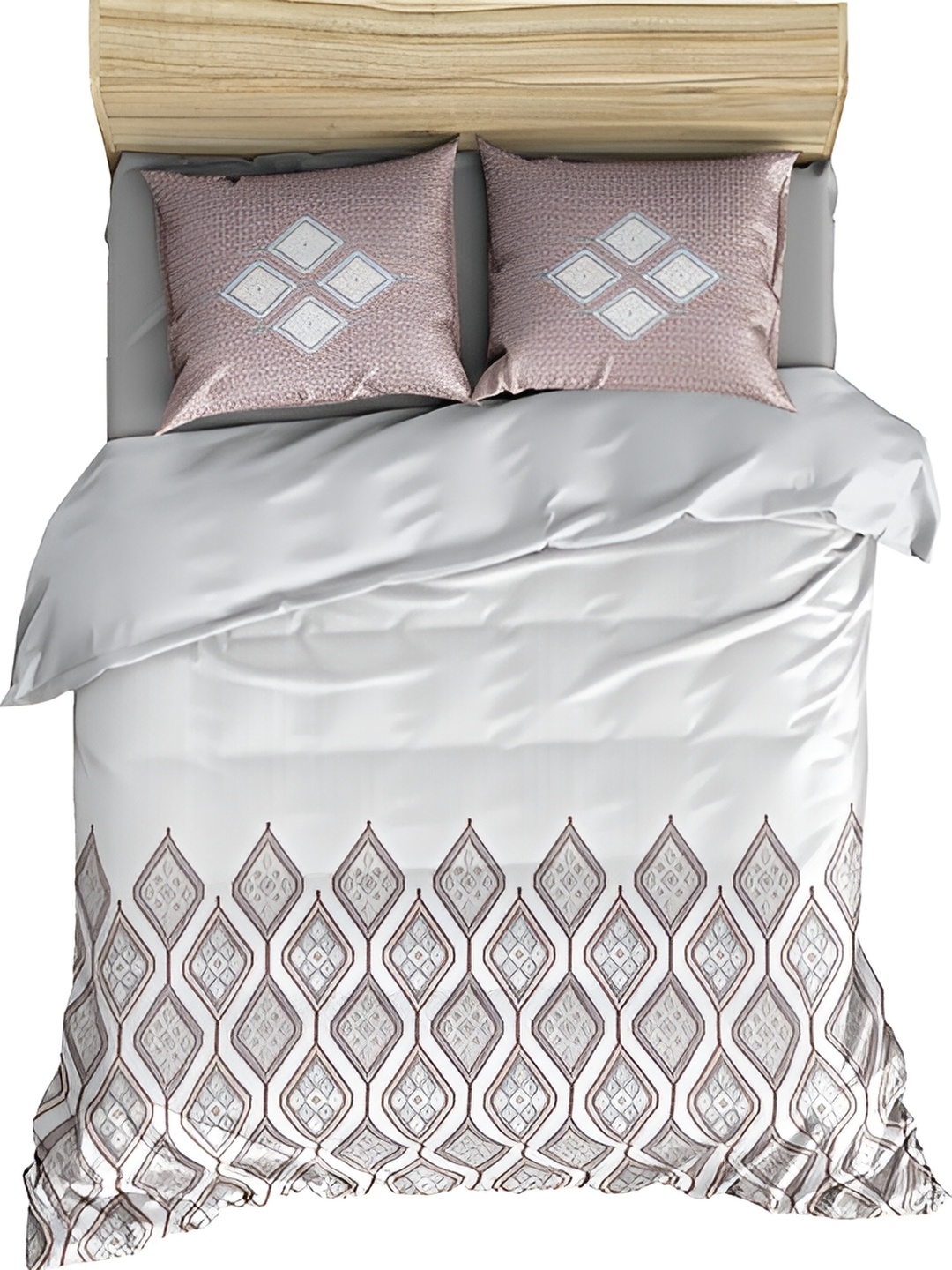 

borato White & Grey Abstract Cotton 300 TC King Bedsheet with 2 Pillow Covers