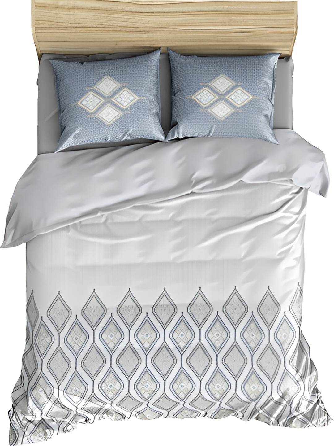 

borato Blue & White Ethnic Motifs Cotton 300 TC King Bedsheet with 2 Pillow Covers