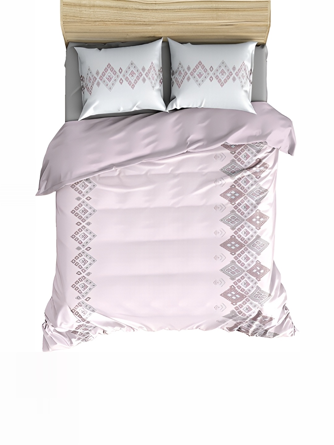 

borato Pink & Grey Abstract Cotton 300 TC King Bedsheet with 2 Pillow Covers