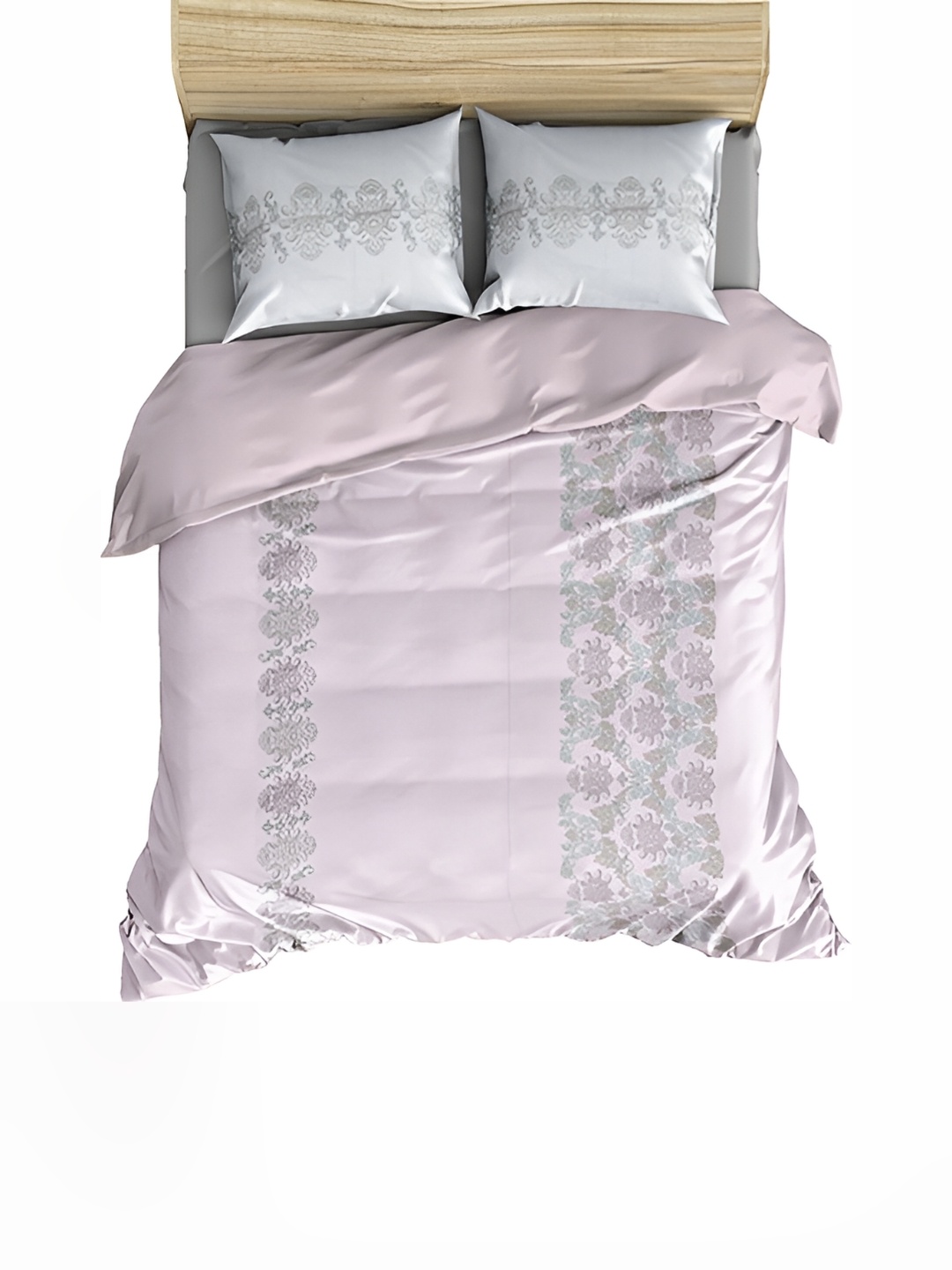 

borato Pink & Grey Abstract Cotton 300 TC King Bedsheet with 2 Pillow Covers