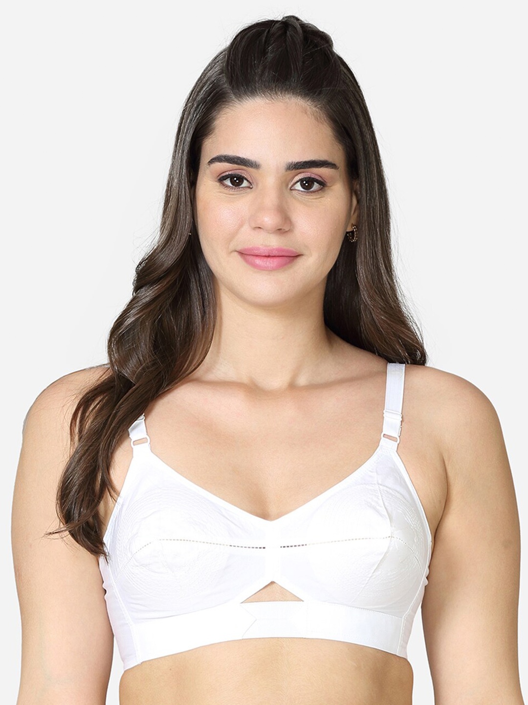 

VStar Geometric Embroidered Medium Coverage Pure Cotton Everyday Bra With All Day Comfort, White