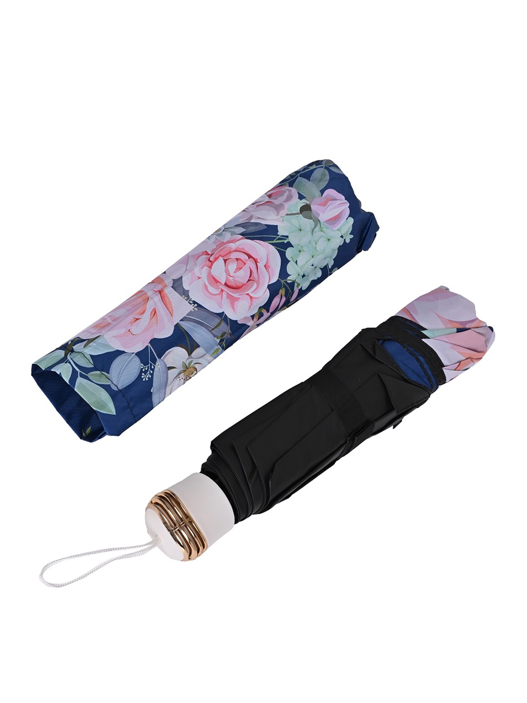 

LOOM LEGACY Manual 3 Fold Floral Umbrellas, Navy blue