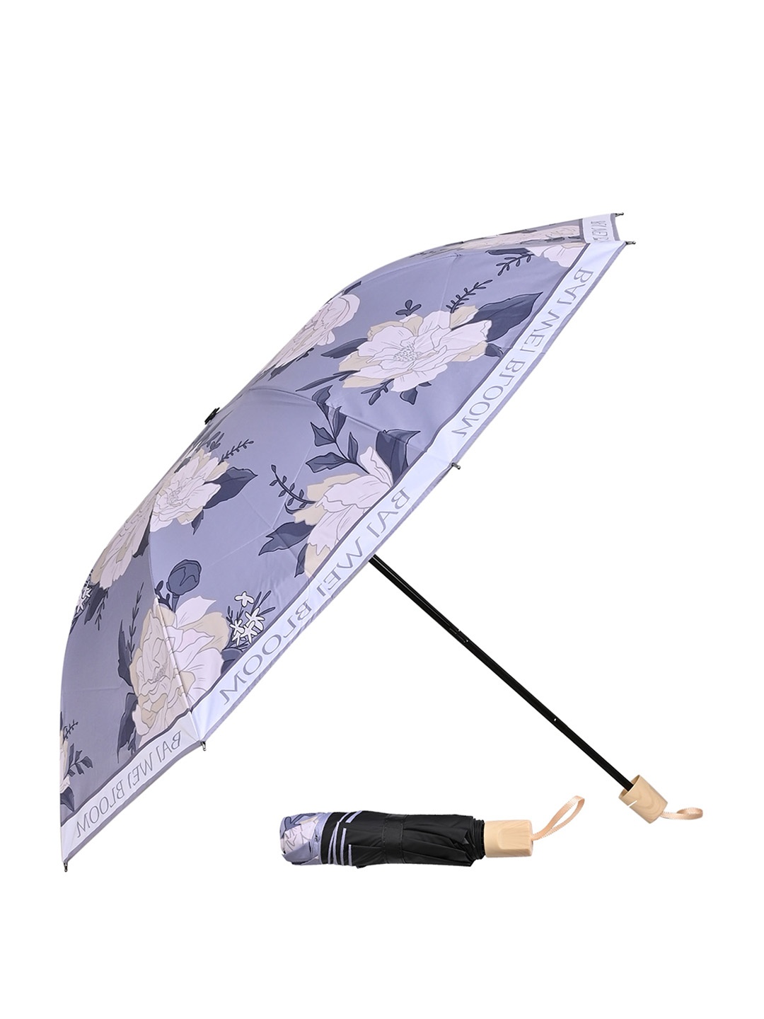 

LOOM LEGACY Manual 3 Fold Floral Umbrellas, Purple