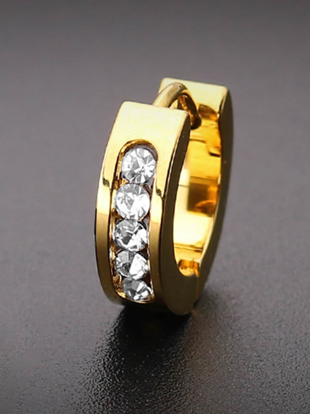 Peora Men Gold-Plated Circular Hoop Earrings