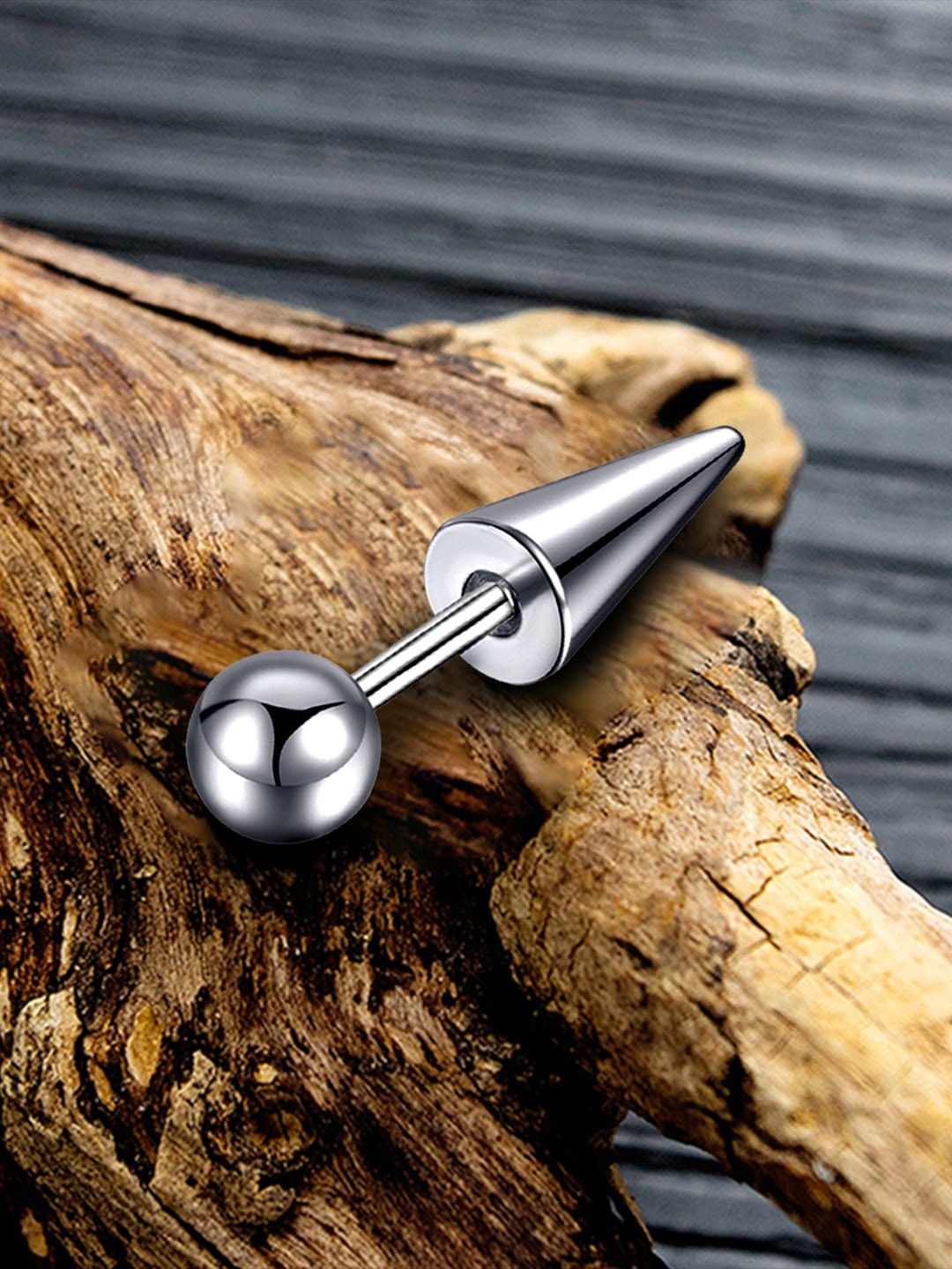 

Peora Men Silver-Plated Stainless Steel Geometric Shaped Stud Earrings