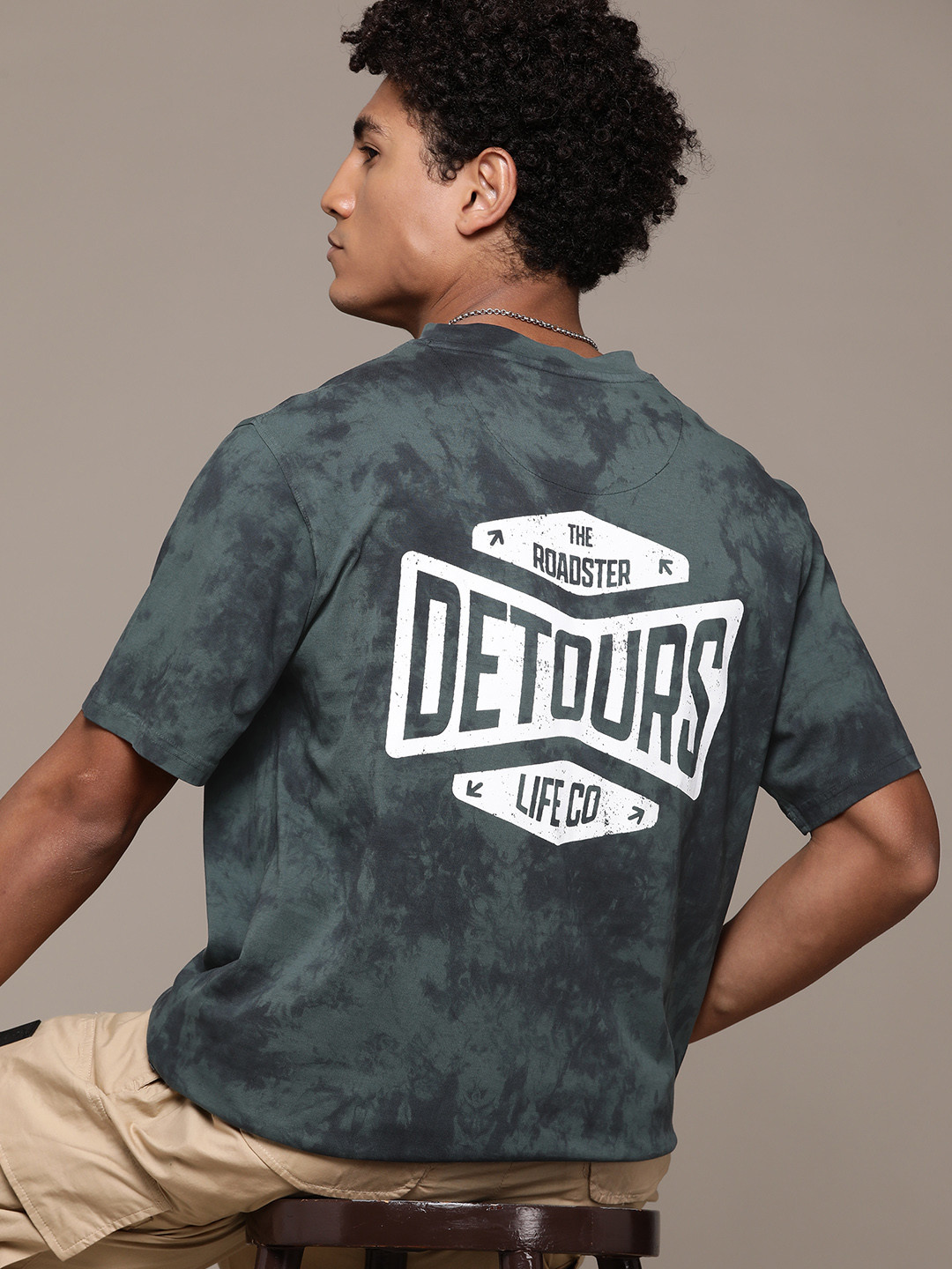 

The Roadster Lifestyle Co. Tie & Dye Pure Cotton Relaxed T-shirt, Green