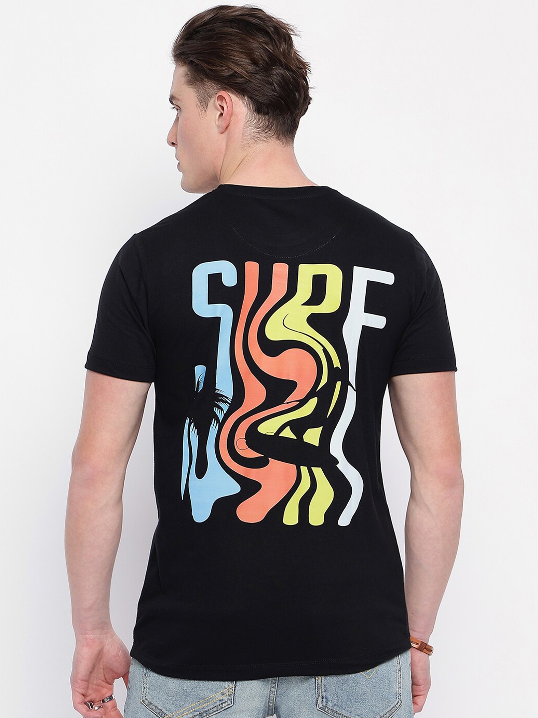 

Wear Your Mind Graphic Printed Round Neck Cotton Casual T-shirt, Black