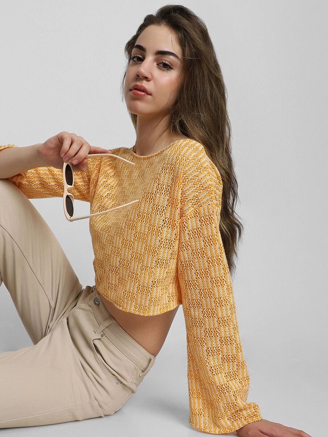

FOREVER 21 Self Designed Boat Neck Boxy Crop Top, Yellow