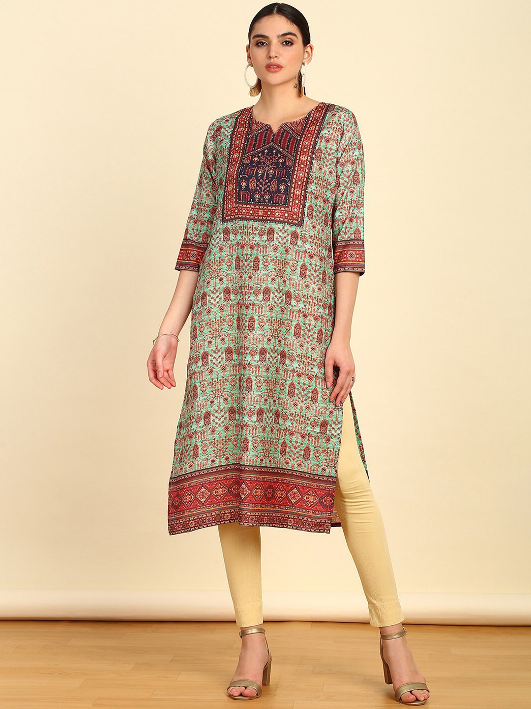 

Soch Ethnic Motifs Printed Pure Cotton Kurta, Green