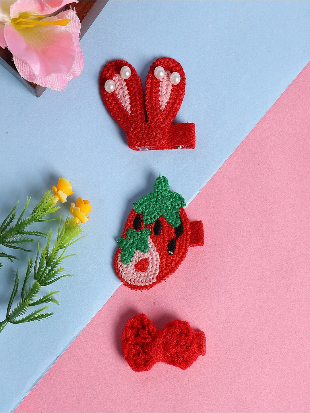 

Jewelz Girls Set of 3 Alligator Hair Clip, Red