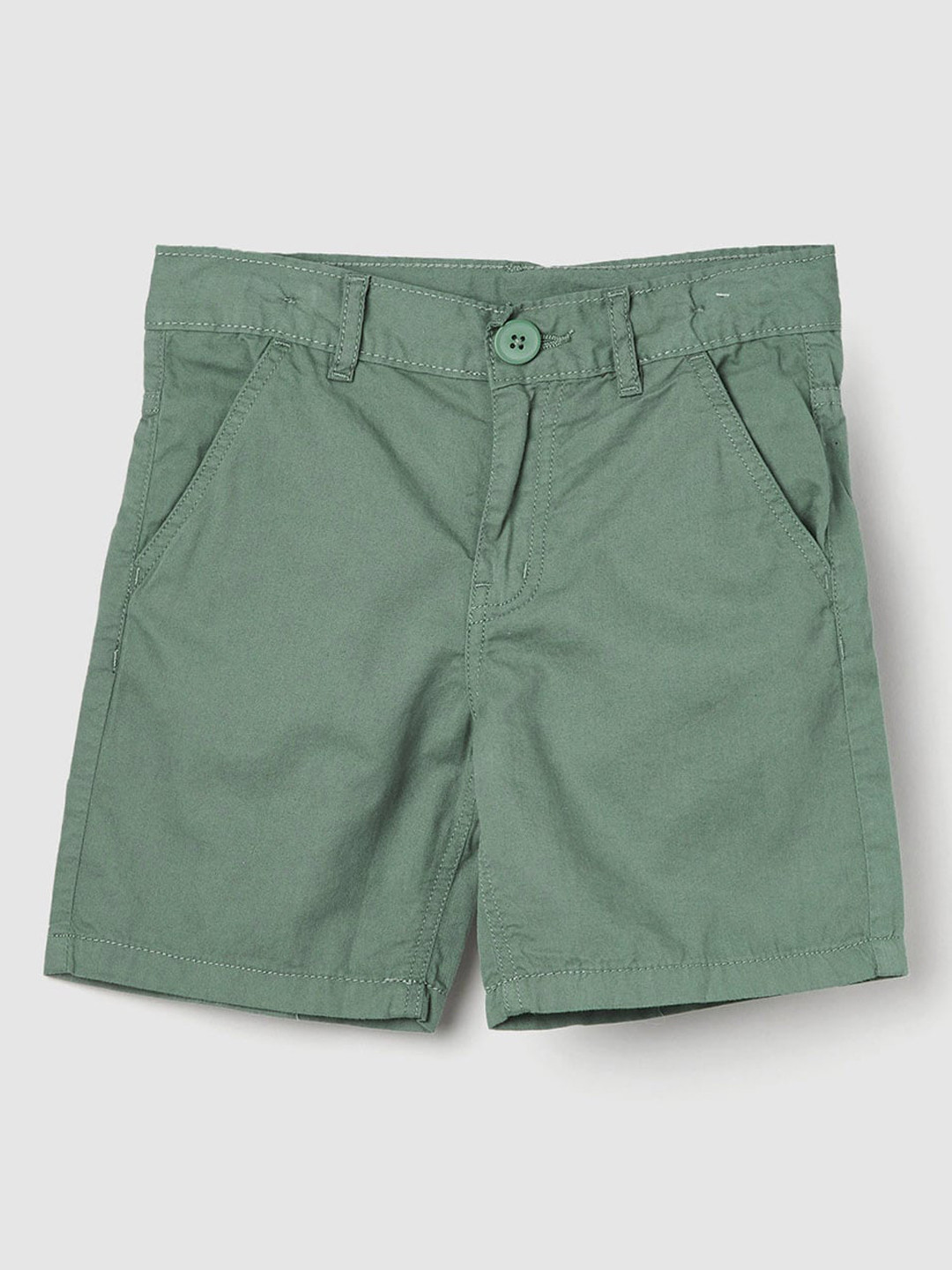 

max Boys Mid-Rise Pure Cotton Shorts, Olive