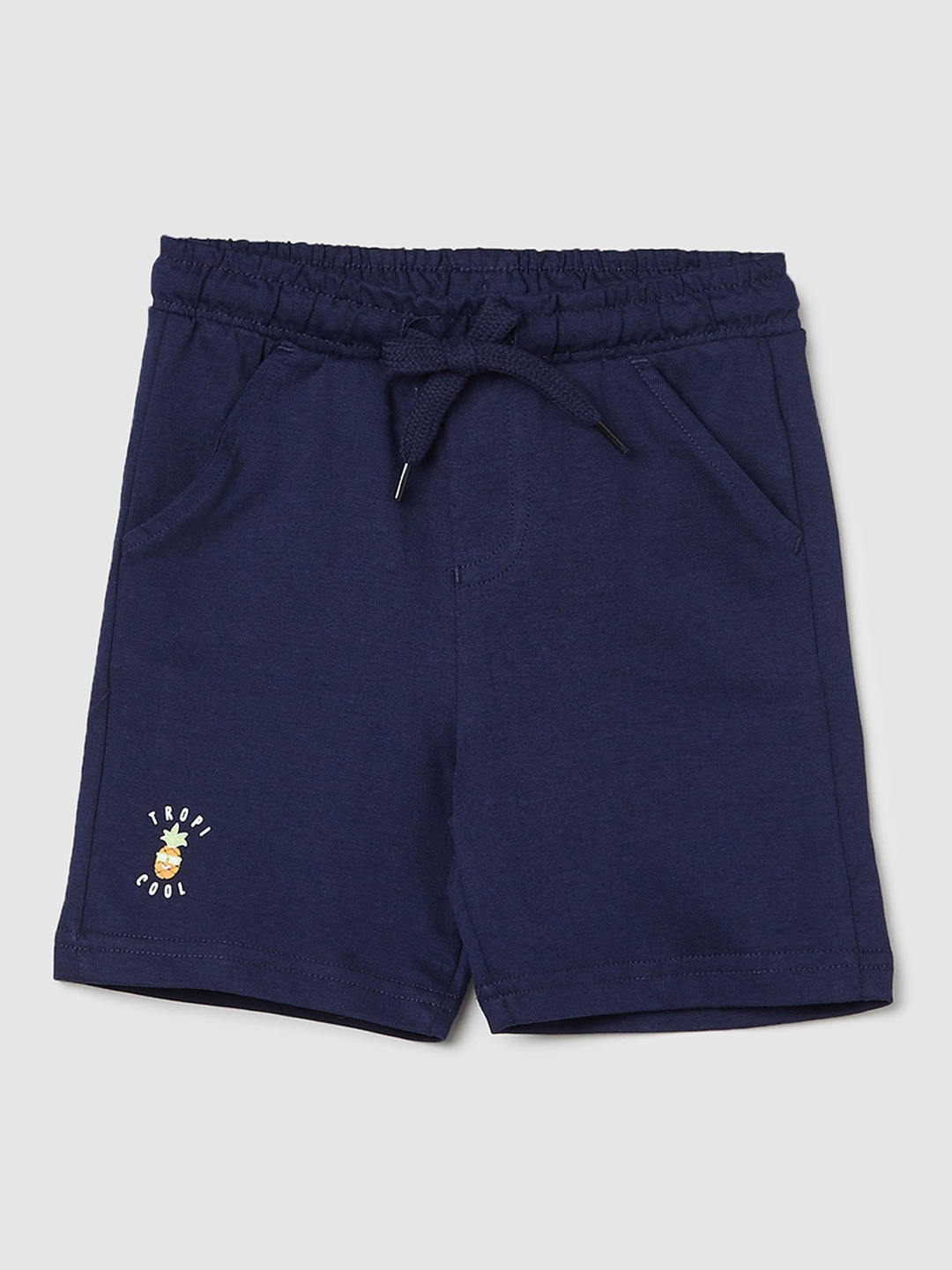 

max Boys Mid-Rise Pure Cotton Shorts, Navy blue