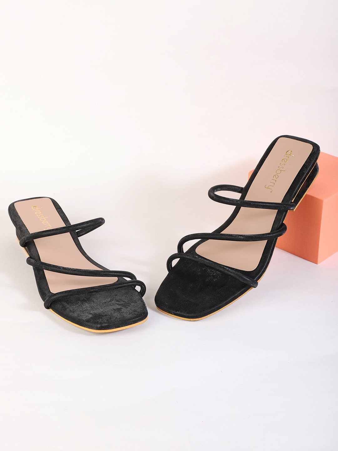 

DressBerry Black Open Toe Block Heels