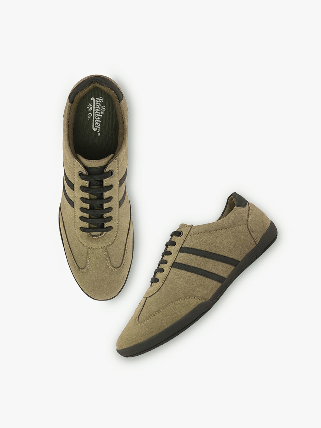 

The Roadster Lifestyle Co. Olive Green Men Striped Lightweight Casual Sneakers