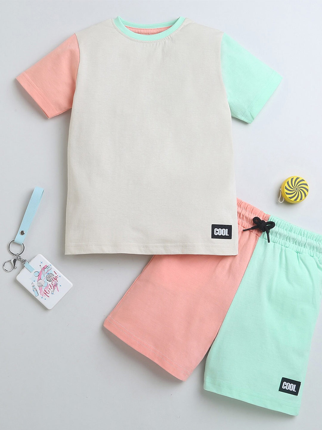 

BUMZEE Boys T-shirt with Shorts, Beige