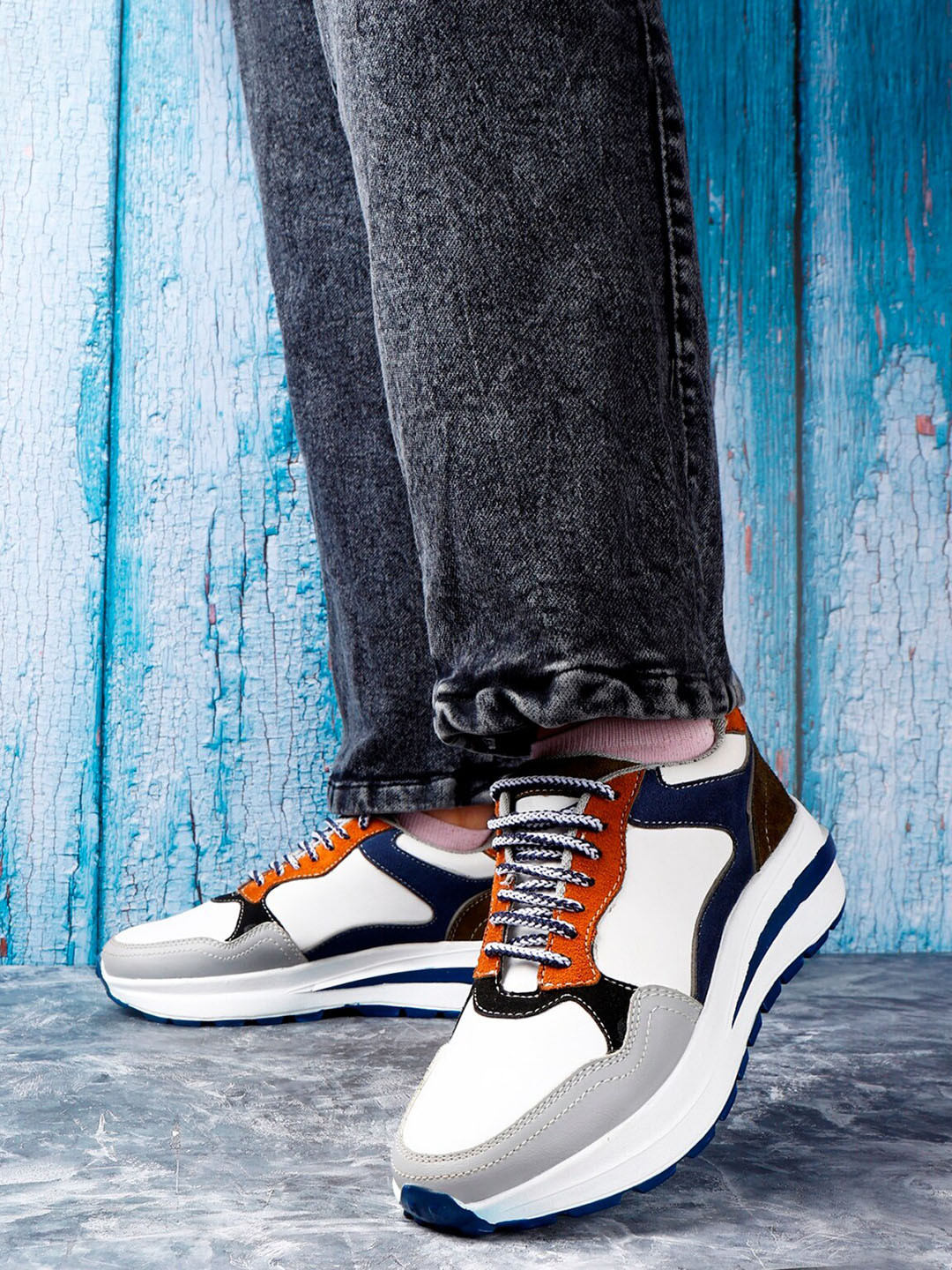

Bxxy Women Colourblocked Lace Up Sneakers, Blue