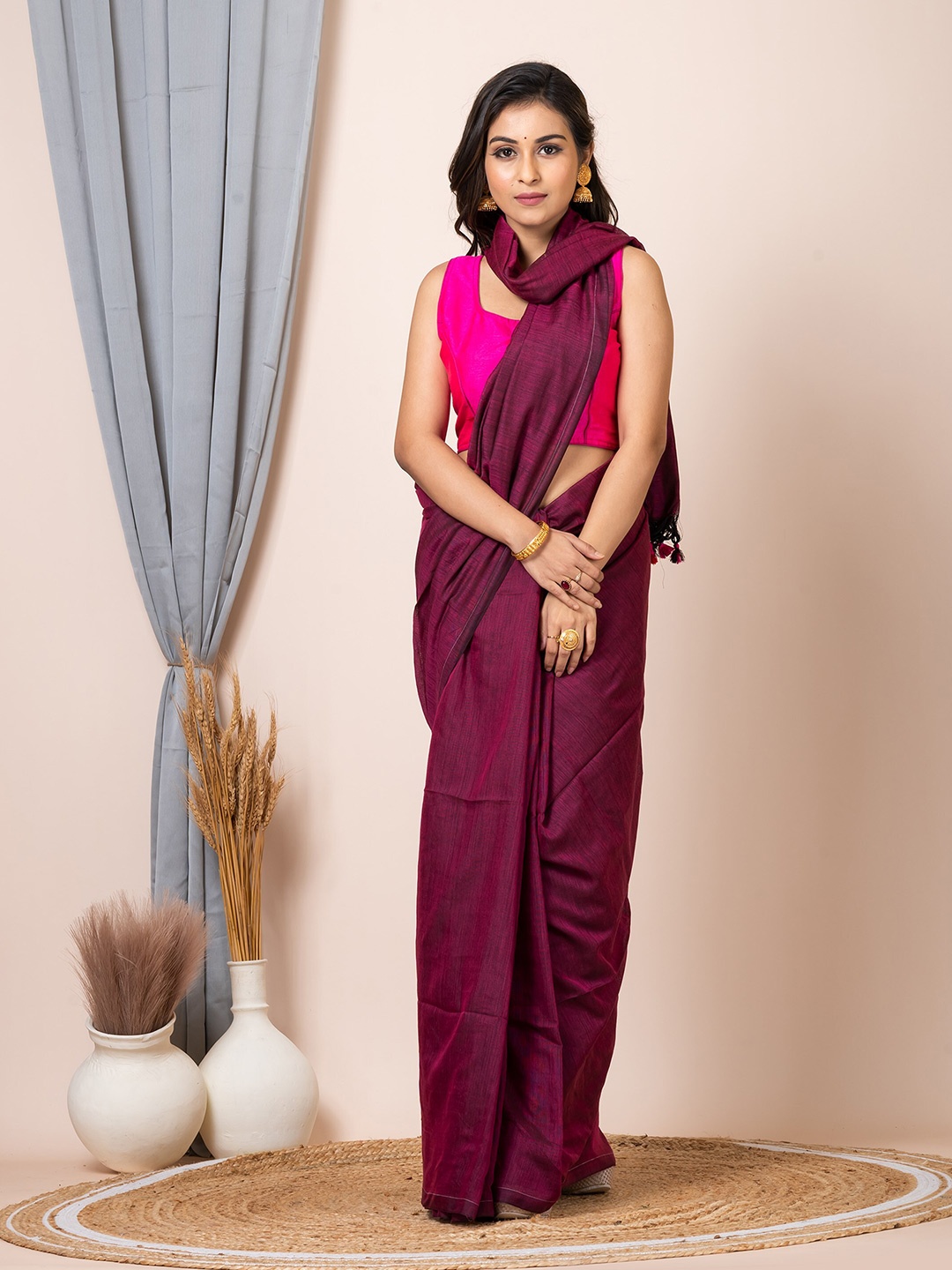 

Laa Calcutta Pure Cotton Saree, Magenta