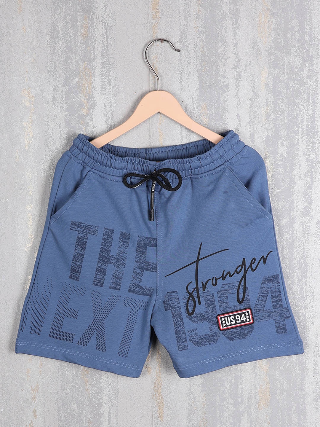 

Albion Boys Mid-Rise Typography Printed Shorts, Blue