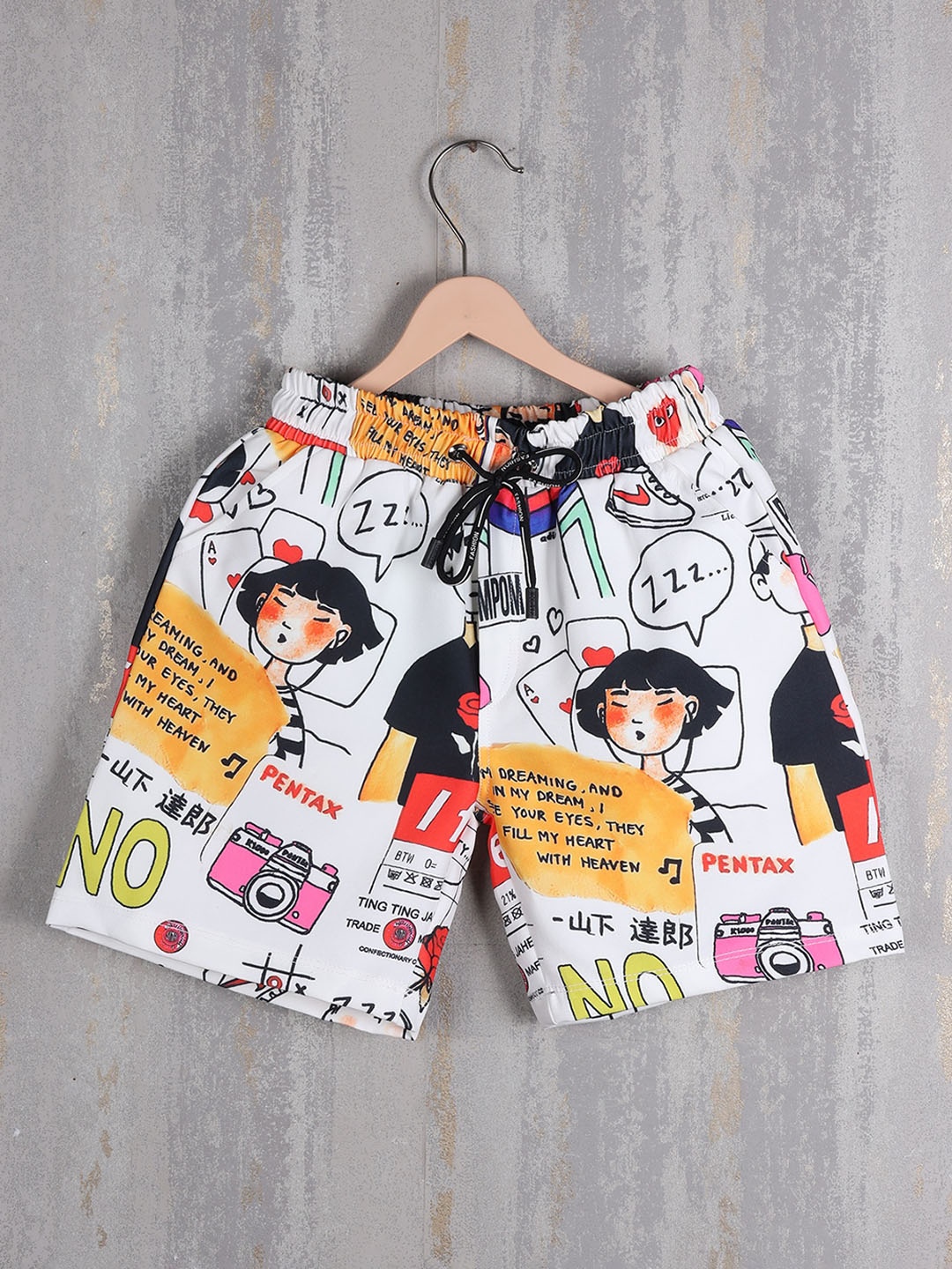 Albion Girls Mid-Rise Printed Shorts, White