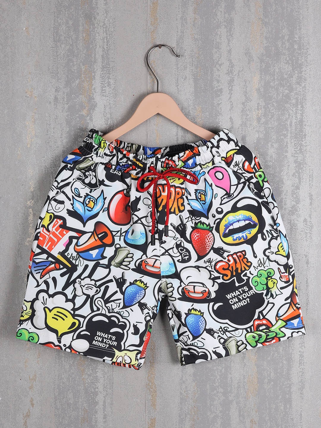

Albion Boys Mid-Rise Printed Shorts, White