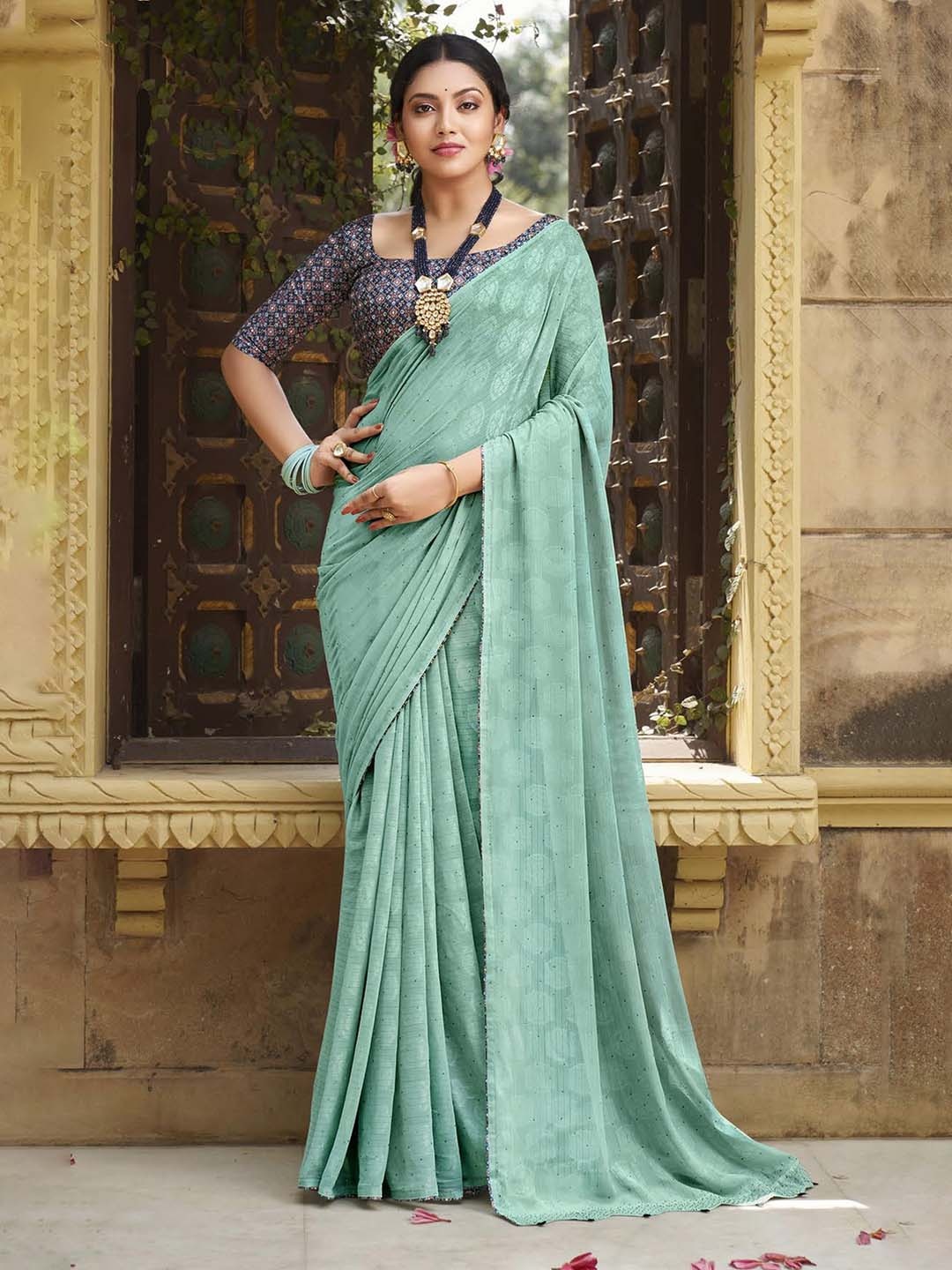 

VIRICA Floral Pure Georgette Saree, Brown