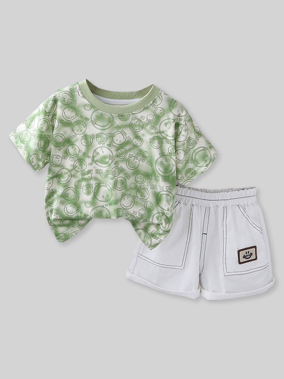 

INCLUD Boys Printed Round Neck Short Sleeves T-shirt with Short, Green