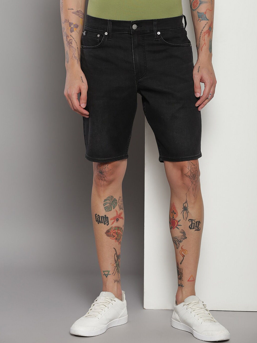

Calvin Klein Men Mid-Rise Denim Shorts, Black