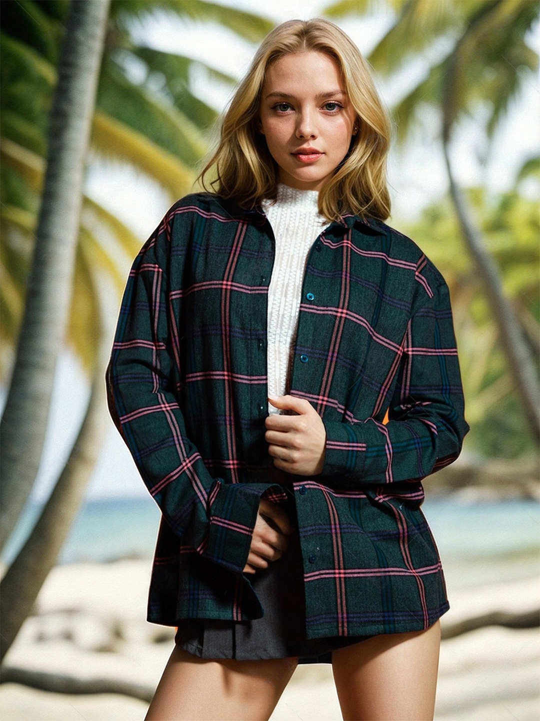 

Stylecast X Hersheinbox Women Checked Shirt, Green