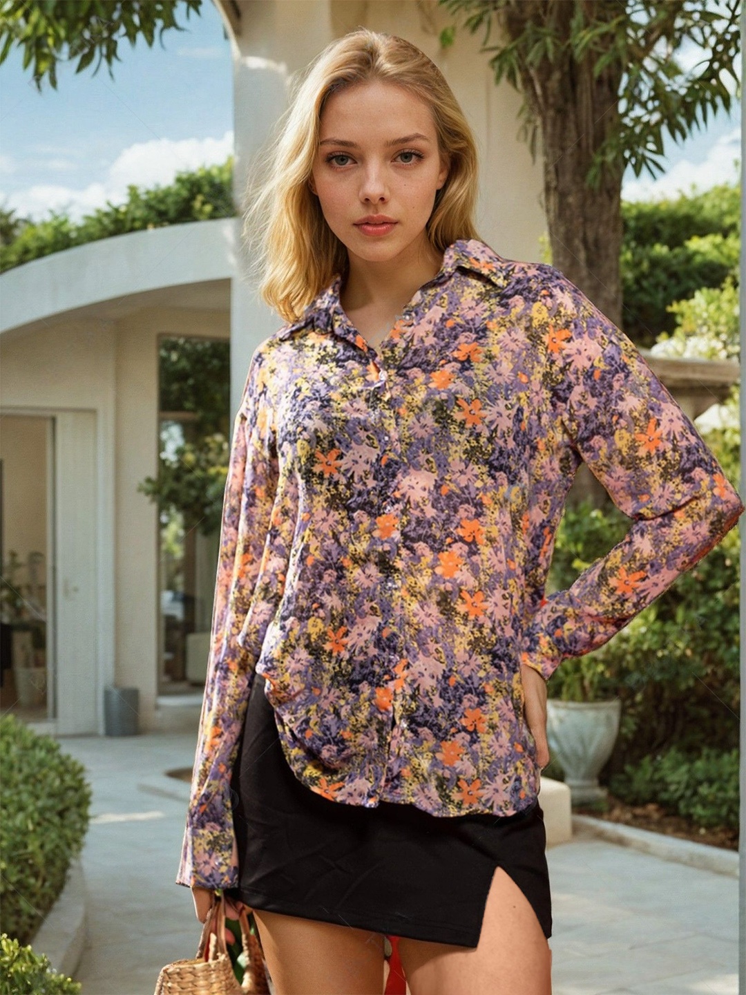 

Stylecast X Hersheinbox Floral Printed Casual Shirt, Purple