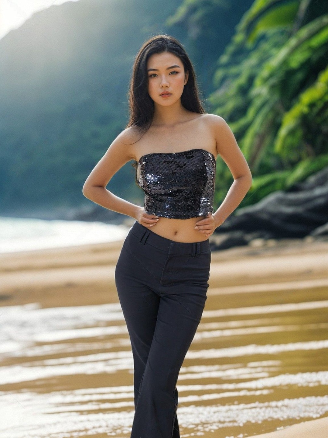 

Stylecast X Hersheinbox Embellished Tube Crop Top, Black