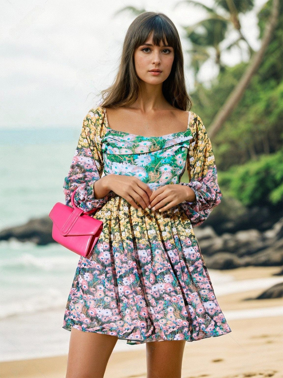 

Stylecast X Hersheinbox Floral Print Cut-Out Backless A-Line Mini Dress, Multi