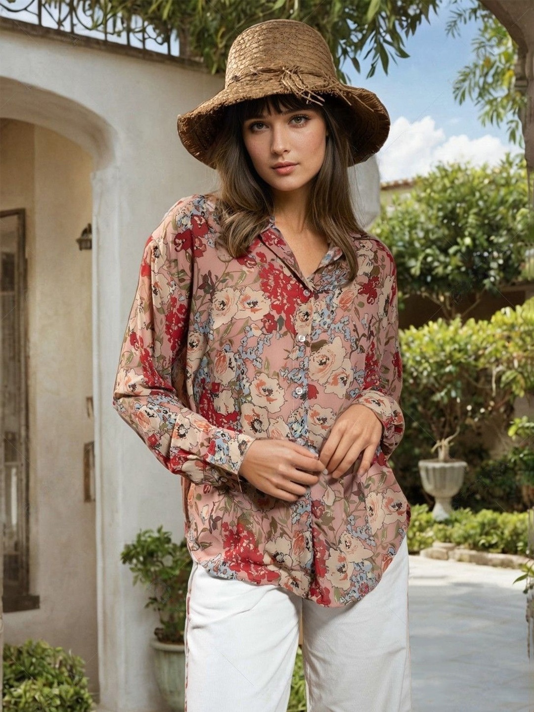 

Stylecast X Hersheinbox Floral Printed Casual Shirt, Pink