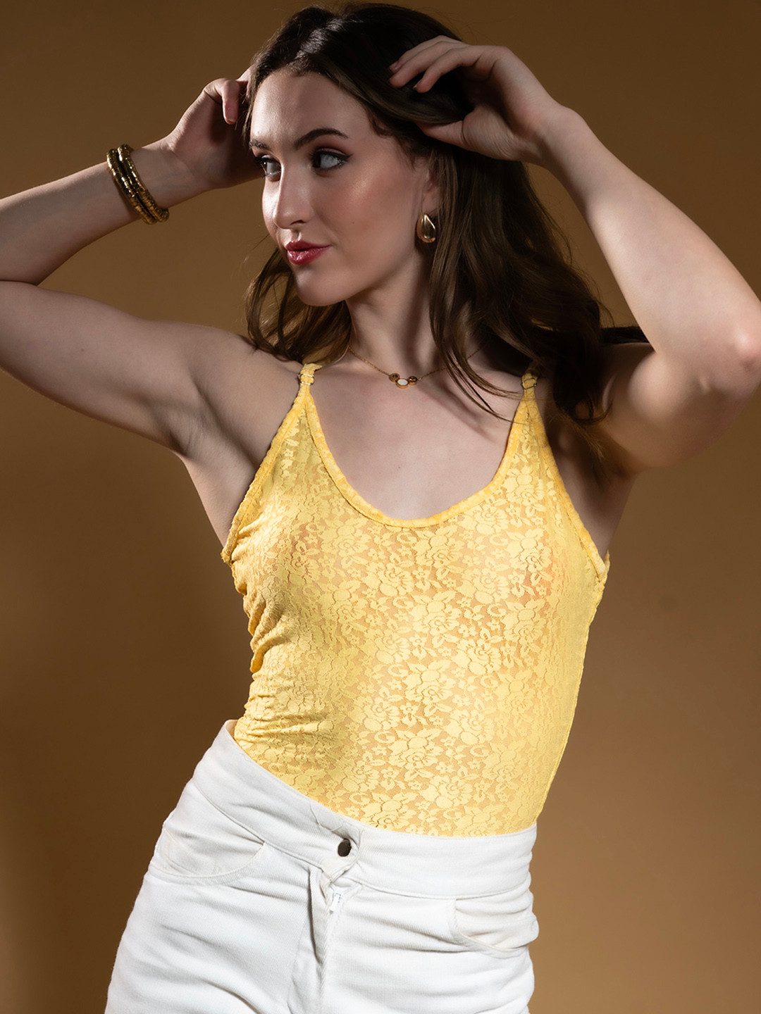 

Stylecast X Hersheinbox Scoop Back Lace Bodysuit, Yellow
